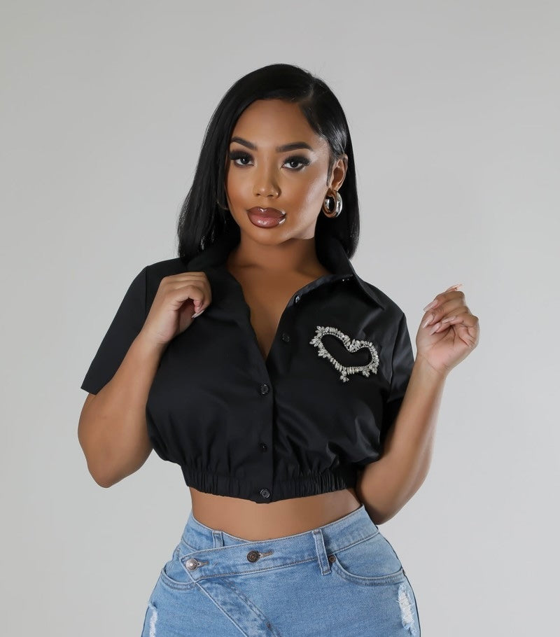 The Amina Heart Jewel Crop Top